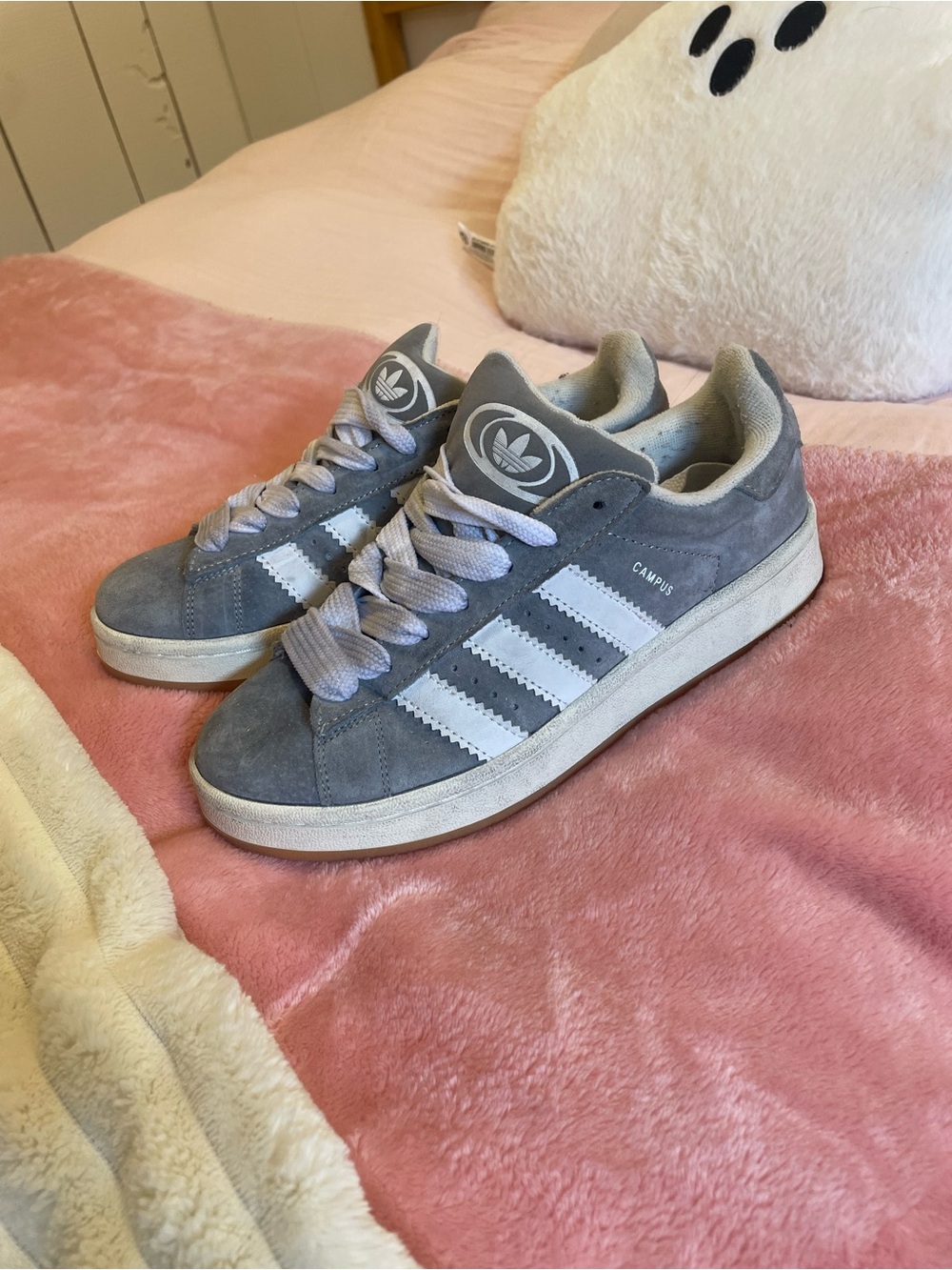 adidas Campus Women's Suede Sneakers in Gray and White